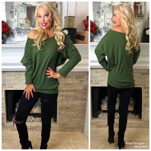 ❤️LAST 1! Dolman Sleeve Waffle Thermal Knit Top! - Picture 4 of 5